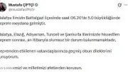İçişleri Bakanı Mustafa Çiftçi Malatya'daki Deprem Sonrası: "Olumsuz Bir Durum Bulunmamaktadır"