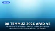 08 Temmuz 2026 AFAD ve Kandilli Verileriyle Son Depremler