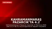 Kahramanmaraş Pazarcık'ta 4.2 Büyüklüğünde Deprem Meydana Geldi