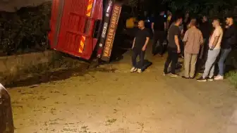 Giresun'da Yaş Çay Yüklü Kamyon Devrildi, Maddi Hasar Oluştu