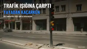 Sultangazi'de Trafik Işıkları Kaza Yaptı: Yayadan Kaçarken Refüje Çarptı