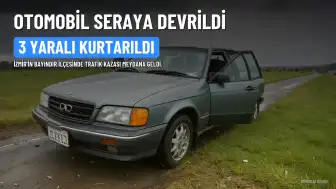 Bayındır'da Trafik Kazası: Otomobil Seraya Devrildi, 3 Kişi Yaralandı
