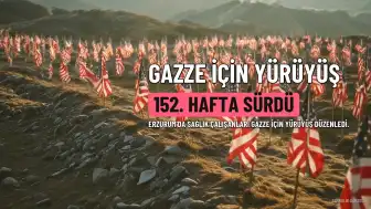 Erzurum'da Sağlık Çalışanları Gazze İçin Yürüyüşünü 152. Haftada Sürdürdü