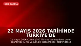 22 Mayıs 2026 Tarihinde Türkiye'de Meydana Gelen Depremler: AFAD ve Kandilli Verileri