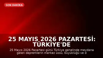 25 Mayıs 2026 Pazartesi: Türkiye'de Son Depremler ve AFAD Verileri