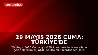 29 Mayıs 2026 Cuma: Türkiye'de Meydana Gelen Son Depremler
