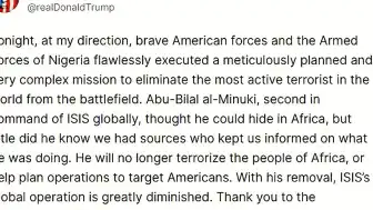 ABD Başkanı Trump: DEAŞ'ın küresel ikinci komutanı öldürüldü