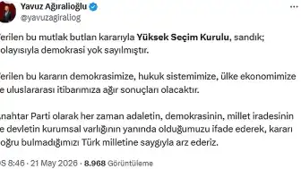 Ağıralioğlu: YSK Kararıyla Demokrasi Yok Sayılmıştır
