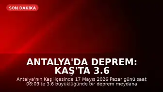 Antalya'da Deprem: Kaş'ta 3.6 Büyüklüğünde Sarsıntı