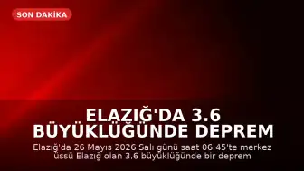 Elazığ'da 3.6 Büyüklüğünde Deprem Meydana Geldi