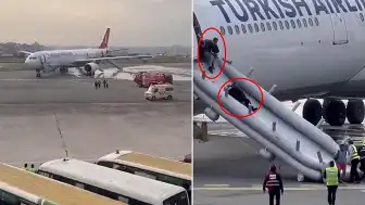 THY uçağında iniş sırasında yangın paniği: Yolcular tahliye edildi