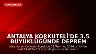 Antalya Korkuteli'de 3.5 Büyüklüğünde Deprem Meydana Geldi
