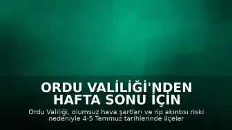 Ordu Valiliği'nden Hafta Sonu İçin Denize Giriş Yasağı Kararı
