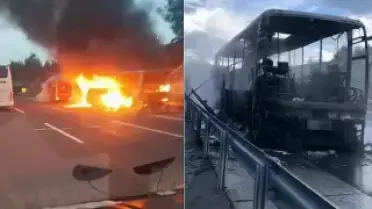 Antalya-İstanbul seferi yapan yolcu otobüsü otoyolda alev aldı