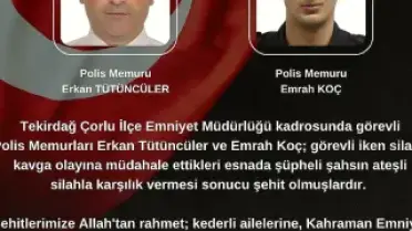 Çorlu'da Görev Başındaki İki Polis Memuru Şehit Oldu