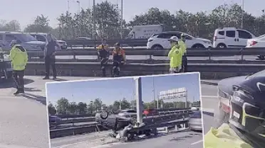 D-100 Karayolu'nda Trafik Kazası: Otomobil Takla Attı