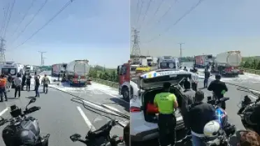 Esenyurt TEM Otoyolu'nda Tanker ve TIR Çarpıştı