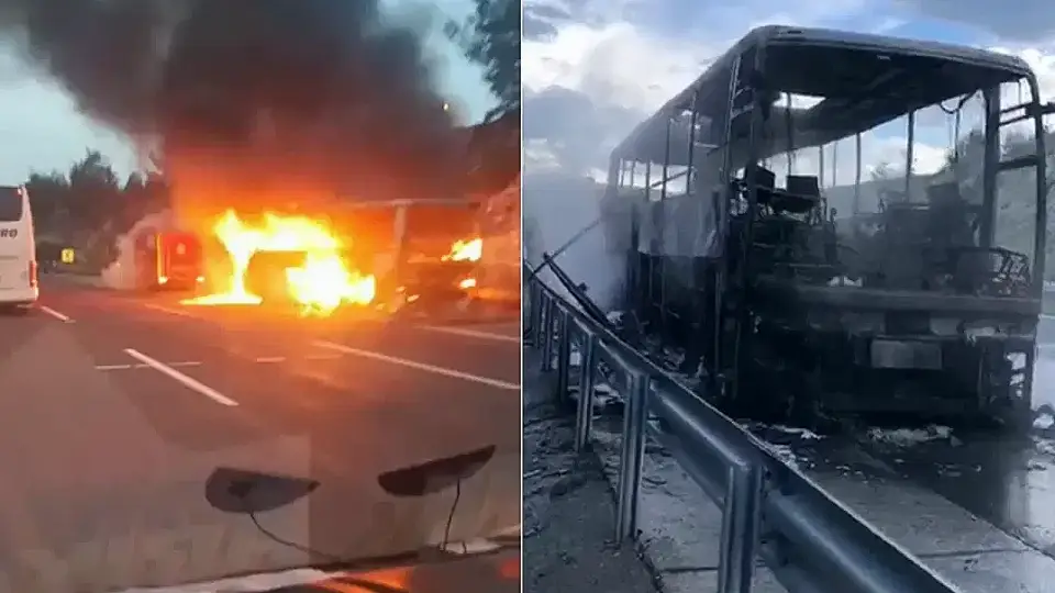 Antalya-İstanbul seferi yapan yolcu otobüsü otoyolda alev aldı