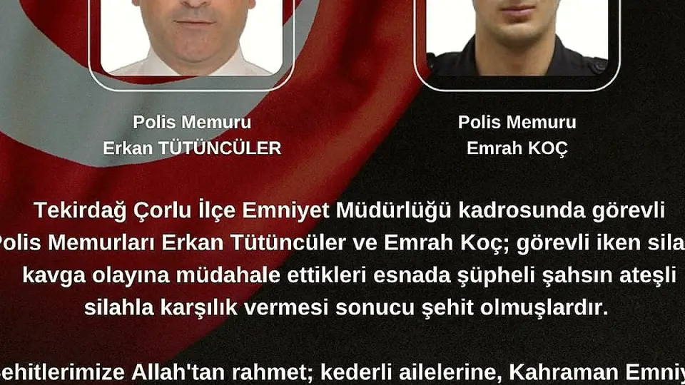 Çorlu'da Görev Başındaki İki Polis Memuru Şehit Oldu