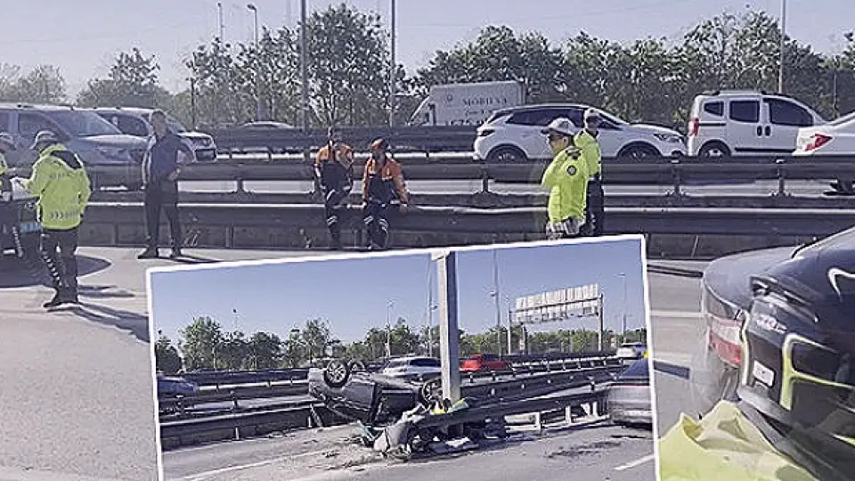 D-100 Karayolu'nda Trafik Kazası: Otomobil Takla Attı