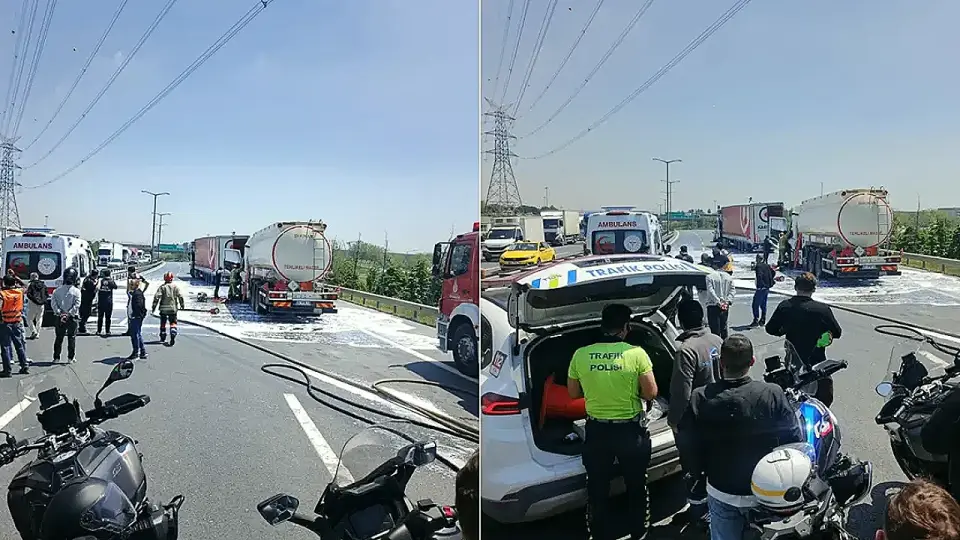 Esenyurt TEM Otoyolu'nda Tanker ve TIR Çarpıştı