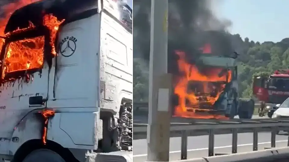 İstanbul Eyüpsultan'da Seyir Halindeki TIR'da Yangın Çıktı: Kullanılamaz Hale Geldi