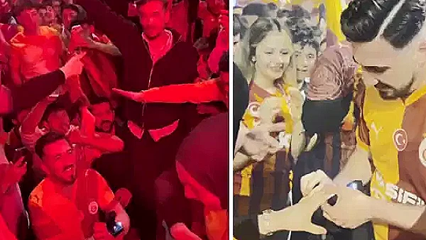 Galatasaraylı taraftardan şampiyonluk kutlamasında evlilik teklifi