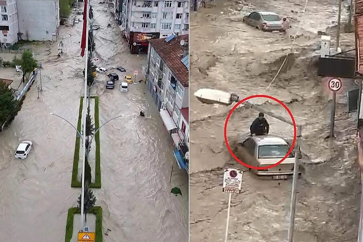 Samsun'da Sağanak Sel Taşkınlarına Neden Oldu: Araçlar Sürüklendi, Evler Sular Altında Kaldı