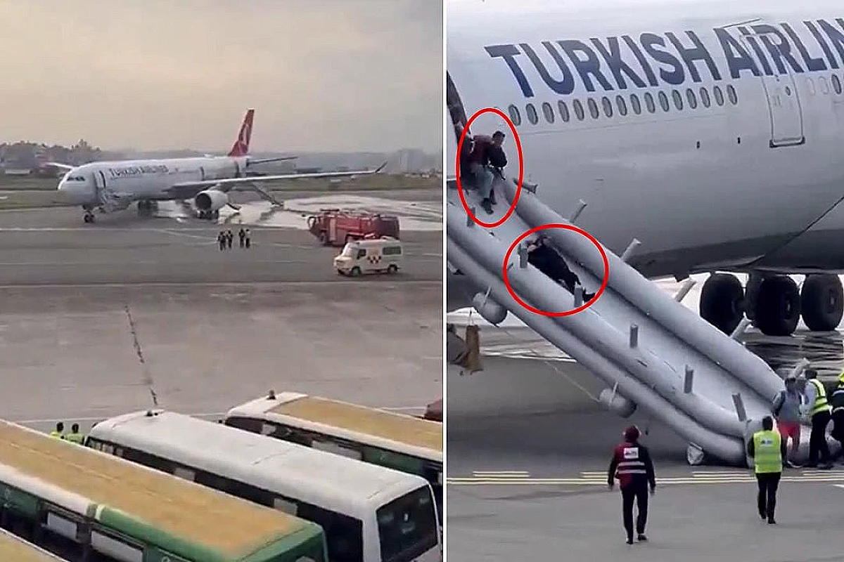 THY uçağında iniş sırasında yangın paniği: Yolcular tahliye edildi